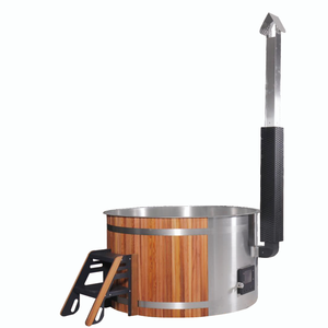 Bain à remous extérieur en bois de cèdre rouge massif pour 2 à 4 personnes, chauffé au bois - Product Image 6