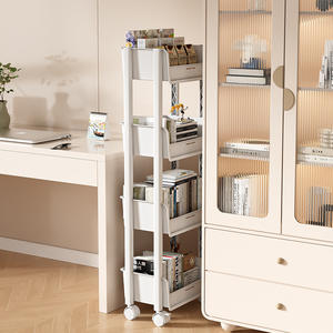 Estantería de Plástico de 3 Niveles para Debajo del Escritorio, Estante de Almacenamiento Móvil de Tres Niveles, Minimalista, con Ruedas - Product Image 5