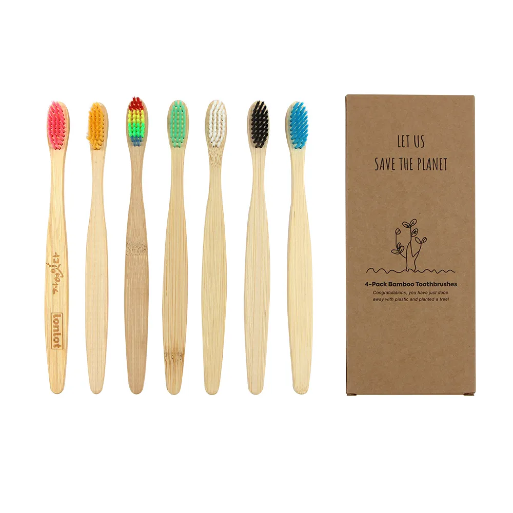 Factory Wholesale OEM Flat Handle Green Needle Bristles Children's Toothbrush