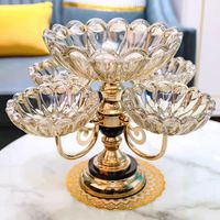 Table basse moderne pour la maison, plateau à fruits rotatif en verre cristal européen multi-niveaux, créatif, luxe léger, pour snacks et bonbons, émail coloré