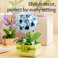 Set de Bloques de Construcción de Rosas Rojas DIY, Modelo de Planta en Maceta Botánica 3D, Kit de Construcción, Decoración Creativa para Escritorio, Juguete de Regalo