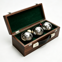 Lot de 3 boules de pétanque en acier de 73 mm avec mesureur en plastique et cordon pour fêtes en plein air