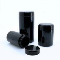 Bocaux en verre noir personnalisés en gros avec bouchon à vis et sécurité enfant 3,5G pour fleurs et herbes sèches, accessoires pour fumeurs