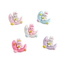 Accessoires en résine Lapin de lune mignon de dessin animé pour DIY, coques de téléphone en gel crème, pinces à cheveux, matériaux de décoration pour réfrigérateur, vente en gros