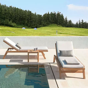 Chaise longue d'extérieur <span class=keywords><strong>de</strong></span> <span class=keywords><strong>luxe</strong></span> avec chaise rembourrée en bois <span class=keywords><strong>de</strong></span> teck parfaite pour les bains <span class=keywords><strong>de</strong></span> <span class=keywords><strong>soleil</strong></span> et la relaxation Chaise longue d'extérieur - Product Image 2