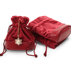 Xách tay dây rút đồ trang sức lưu trữ Pouch nhung da chắp vá Pouch tinh tế và nhỏ gọn Pouch bán buôn - Product Image 1