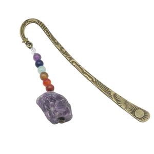 Marcapáginas <span class=keywords><strong>de</strong></span> Metal Vintage con Cristal <span class=keywords><strong>de</strong></span> Cuarzo Natural en Bruto, Artesanía con Piedras Curativas, Marcapáginas para Mujeres, Estudiantes, Maestras, Amigas, Regalo - Product Image 1