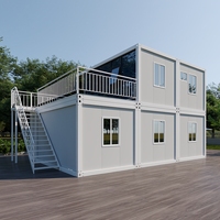 Maison préfabriquée en conteneurs à deux étages avec terrasse, villa modulaire préassemblée pliable pour usage résidentiel