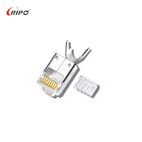 Conectores Ethernet RJ45 blindados CAT6A/CAT7, enchufes modulares 8P8C chapados en oro de 50um para bloques de terminales de Cables FTP/STP