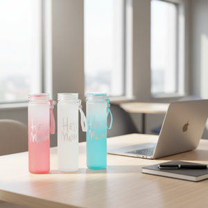 Botellas de Agua de Vidrio Esmerilado Coloridas al por Mayor, Vasos de Vidrio Reutilizables Económicos para Campamento, para Actividades al Aire Libre y la Vida Diaria - Product Image 4