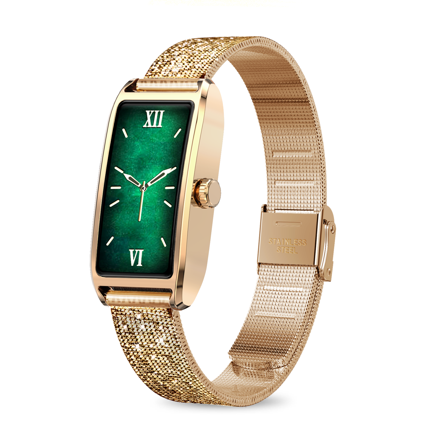 Boîtier doré + bracelet en acier doré