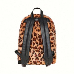 Custom Fluffy <b>Backpack</b> for Students Schoolbag Brown <b>Leopard</b> Animal Print Faux Fur <b>Backpacks</b> - Product Image 2