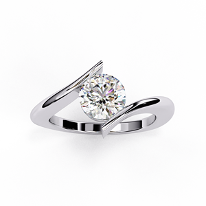 แหวนหมั้นเพชรแล็บโกรว์ทรงบริลเลียนต์ทองคำแท้ 18K สำหรับผู้หญิง ได้รับการรับรองจาก IGI ชุบโรเดียม หรูหรา สีขาว D พร้อมเลเซอร์ - Product Image 1