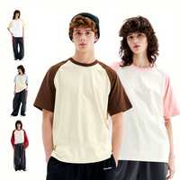 Kaos Raglan Lengan Pendek Pria Musim Panas Baru 210g Katun Murni, Model Longgar, Menyerap Keringat, Bernapas, Nyaman