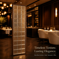Paravent en verre craquelé avec cadre en métal bronze, bloc de verre texturé décoratif, cloison pour espace commercial, taille personnalisée