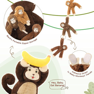 Tùy Chỉnh Lớn Khỉ Thú Nhồi Bông Đặt Mẹ Bé Mang Thai Mẹ Đồ Chơi Sang Trọng 3 Trẻ Em Nhỏ Di Động Khóc Khỉ Đồ Chơi Sang Trọng Với Chuối - Product Image 6