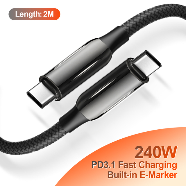 LDNIO LC922-240W Custom Logo 2M 240W PD3.1 USB-C Cable E-Marker Chip Zinc Alloy Wear-Resistant Shell USB-C to C Cable