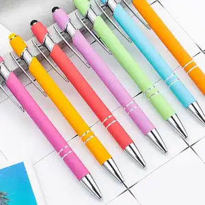 Multifunktionaler Stylus Soft-Touch-Stift 2 in 1 mit individuellem Logo Metall-Kugelschreiber mit Roségoldteil