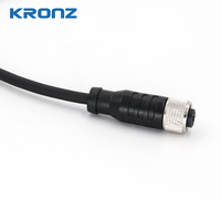 Connecteur femelle KRONZ M12 à 3 broches, droit, pré-moulé en alliage, IP67, câble blindé en PVC de 2 mètres, prise aviation, longueur personnalisée