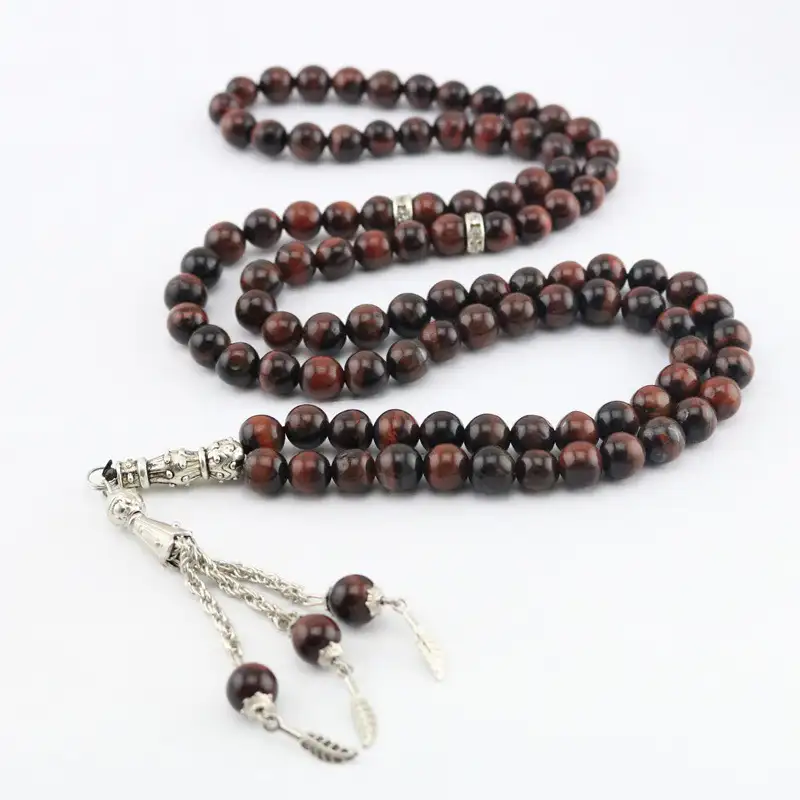 Muslim Tasbih 99 Perlen Islam Gebet rotes Tigerauge Natursteine Halskette