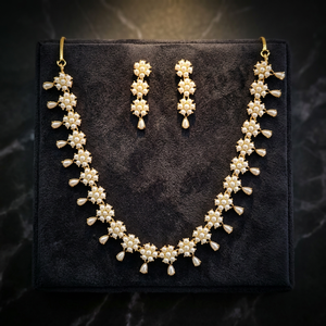 Artificial Fashion Jewellery Wholesalers India Kanhai Jewels LLP Vintage Brass Beaded <b>Necklace</b> Set Gold Plating Quartz CROWN - Product Image 4