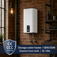 Chauffe-eau électrique vertical 30L avec réservoir émaillé, protection anti-fuite, idéal pour projets hôteliers et approvisionnement en gros