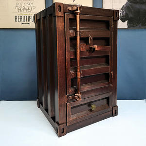 Armoire de rangement en fer de style industriel moderne Table de chevet en fer vintage Boîte décorative Conteneur nostalgique Ornement sûr - Product Image 4
