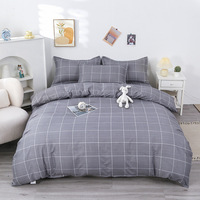 Parure de lit en coton brossé lavé de qualité supérieure, comprenant drap plat, housse de couette et taies d'oreiller, pour lit simple d'étudiant universitaire