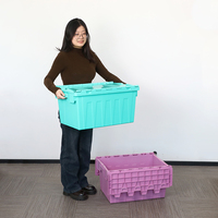 Nouvelle boîte de rangement en plastique à couvercle intégré pour entrepôt logistique, supermarché industriel, vente chaude
