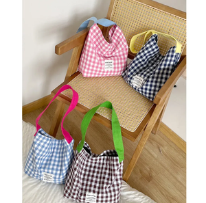 Checkered women's shoulder <b>bag</b>, <b>large</b> capacity women's checkered handbag, <b>canvas</b> commuting women's handbag, shopping <b>bag</b> - Product Image 5