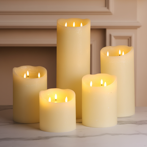 <span class=keywords><strong>Bougie</strong></span> pilier <span class=keywords><strong>LED</strong></span> sans flamme Mermei, à piles, en cire de paraffine 3D, faite à la main, sûre, écologique, avec télécommande - Product Image 2