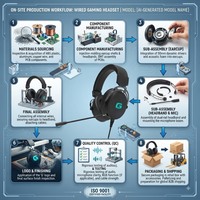 Casque de jeu stéréo filaire OEM/ODM avec éclairage RGB, faible latence, conception supra-auriculaire, chargement Type-C pour PC