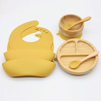 Combinaison gratuite nouveauté ensemble de vaisselle pour bébé Silicone bambou bébé assiette ustensiles d'alimentation pour la maison thé Restaurants