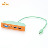 Hub USB-C 4-in-1 ke DB9 RS232 USB-A USB-C 4K 60Hz 10Gbps Multi-Port Panel Extension Dock untuk Laptop PC Industri Serial