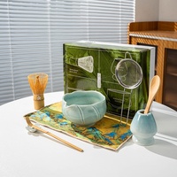 Kit Matcha 100 pièces, brosse à Matcha, ensemble en céramique Dehua de style japonais, cérémonie du thé de la dynastie Song, cadeau de Noël, emballage en boîte colorée