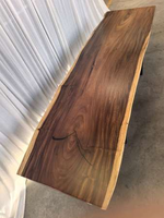 Table de bureau de grande taille en bois massif avec bord naturel, plan de travail en bois massif, comptoir de boucher, support d'exposition, plateau de table en bois
