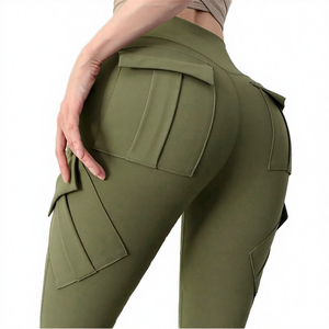 Leggings de yoga évasés pour femme, sport et fitness, taille élastique, imprimé, contrôle du ventre, effet push-up, évacuation de la transpiration, longueur genou - Product Image 4
