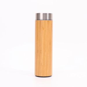 Business Gifts Custom Logo Eco-Friendly Bamboo Shell Stainless Steel Vacuum Flask Water Bottle With <b>Tea</b> <b>Infuser</b> - Product Image 5