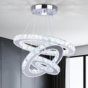 <span class=keywords><strong>Lampadario</strong></span> a Sospensione <span class=keywords><strong>Moderno</strong></span> a 3 Anelli Rotondi in Cristallo K9 con Luce Bianca Fredda e Calda per Soggiorno con Controllo Semplice <span class=keywords><strong>da</strong></span> Interruttore - Product Image 3