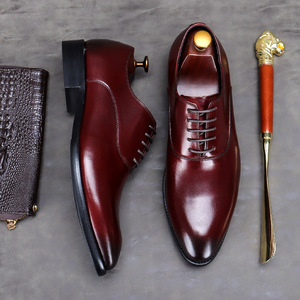 Men's Business Leather Shoes Low Top Lace Up Handcrafted Formal Shoes Top Grain Cowhide Luxury Designer Leather Shoes Stylish - Product Image 4
