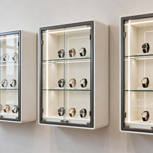 Ensemble de vitrine moderne blanc laiteux pour bijoux avec tour de comptoir en <span class=keywords><strong>verre</strong></span> et armoire de rangement – Mobilier de luxe pour boutiques de montres - Product Image 4