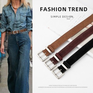 <span class=keywords><strong>Cintura</strong></span> da <span class=keywords><strong>donna</strong></span> retrò di alta gamma in pelle bovina opaca effetto velluto, versatile, con fibbia in lega, per maglioni, gonne e jeans, all'ingrosso dalla fabbrica - Product Image 1