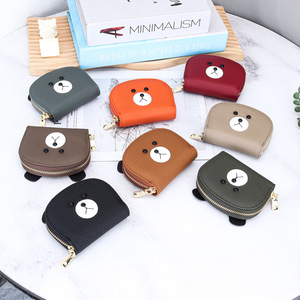 Porte-cartes Ando Bag en cuir de vachette véritable, portefeuille compact accordéon pour femme avec fermeture éclair - Product Image 1