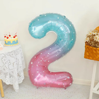 Ballon en Mylar géant de 40 pouces, chiffre arc-en-ciel effet gelée, dégradé ciel rêve, pour décoration de fête d'anniversaire