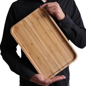 Bamboo Wooden <b>Tray</b> Set Rectangular Round Serving Platter For <b>Tea</b> Food Barbecue Dining Use - Product Image 5