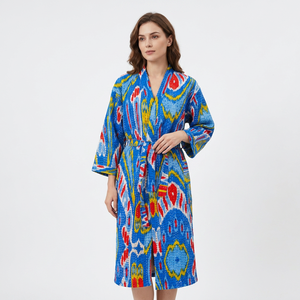 Handmade Floral Knitted <b>Kimono</b> <b>Dresses</b> <b>Maxi</b> Gown <b>Dress</b> Soft Cotton Free Size <b>Kimono</b> Style Sleepwear Belt Autumn Spring Season - Product Image 1