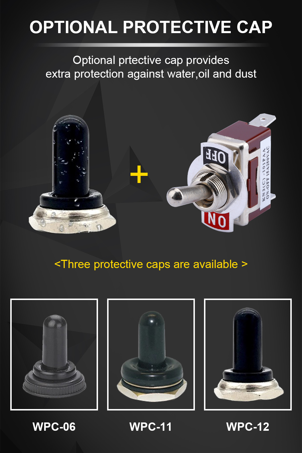 Heavy Duty Toggle Rocker Switch with Waterproof Cover 20A 125V SPDT 3 Position 3 Pin ON-Off-ON