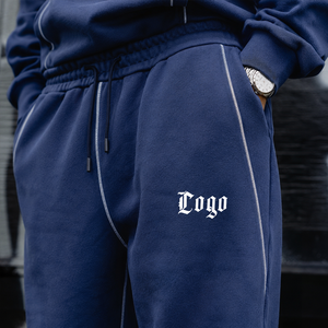 Conjunto de Sudadera con Capucha y Pantalones Deportivos de Felpa Personalizados con Costuras en Contraste, Sudadera con Capucha Extra Grande, Traje de Dos Piezas para Hombre - Product Image 3