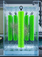 Brosse de filtration pour bassin vert vif, en fil d'acier inoxydable 304 et poils en PP, nettoyeur suspendu pour bassin à poissons