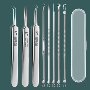 Stainless Steel Acne Needle Acne <b>Clip</b> Cell <b>Clip</b> Double Headed Acne and Blackhead Removal Needle Beauty <b>Tool</b> Set - Product Image 4
